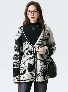 [禾哲]HZ0H0347单排扣100~羊毛开衫毛衣女1.10冬