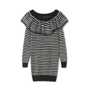 AF0A0001荷叶领条纹短裙毛衣裙子连衣裙女12.20冬