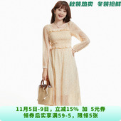 AM0A0012田园风碎花中长裙松紧腰裙子连衣裙女7.19秋