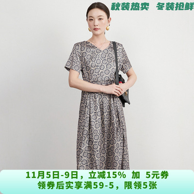 QY0A0019含醋酸中长裙高腰短袖裙子连衣裙女5.26夏