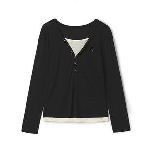 深圳南油NY0C0002拼接假两件上衣高弹T恤女12.17春