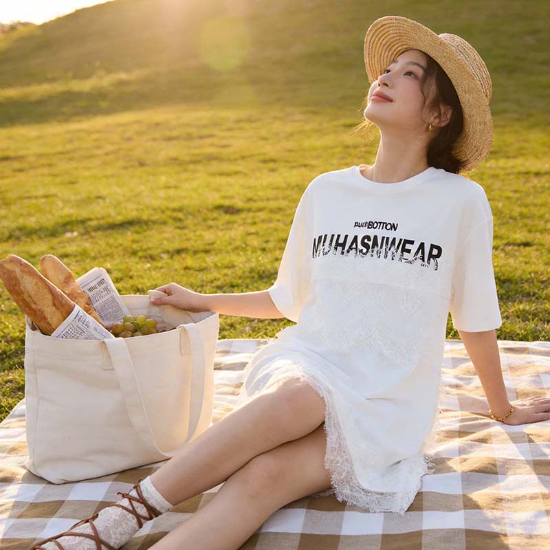 深圳南油NY0C0001时髦袖上衣蕾丝拼接T恤女5.25夏