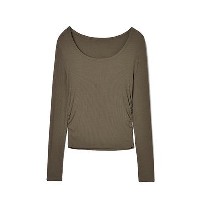 高端EU0C0001高弹修身打底衫上衣套头T恤女11.10秋