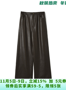 深圳南油NY0P0121高腰显瘦皮质长裤子休闲裤女9.27秋