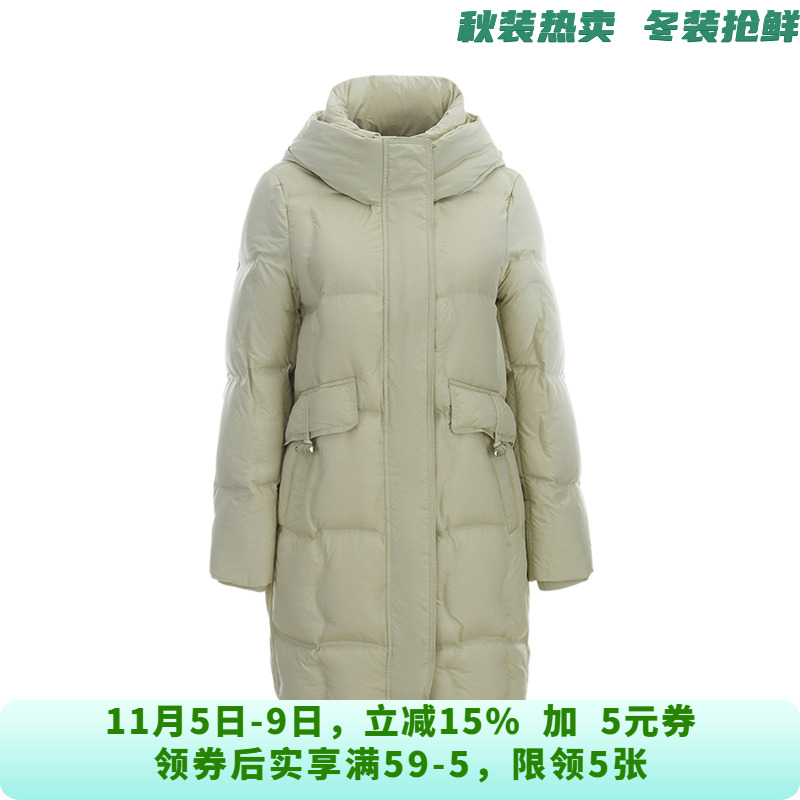 高端GF1B0031宽松白鸭绒长款泡芙羽绒服女11.25冬