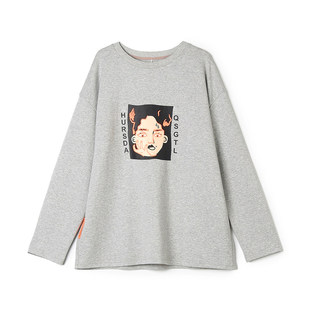 PH0C0001胶印图案套头上衣微弹中长款 T恤女12.25春