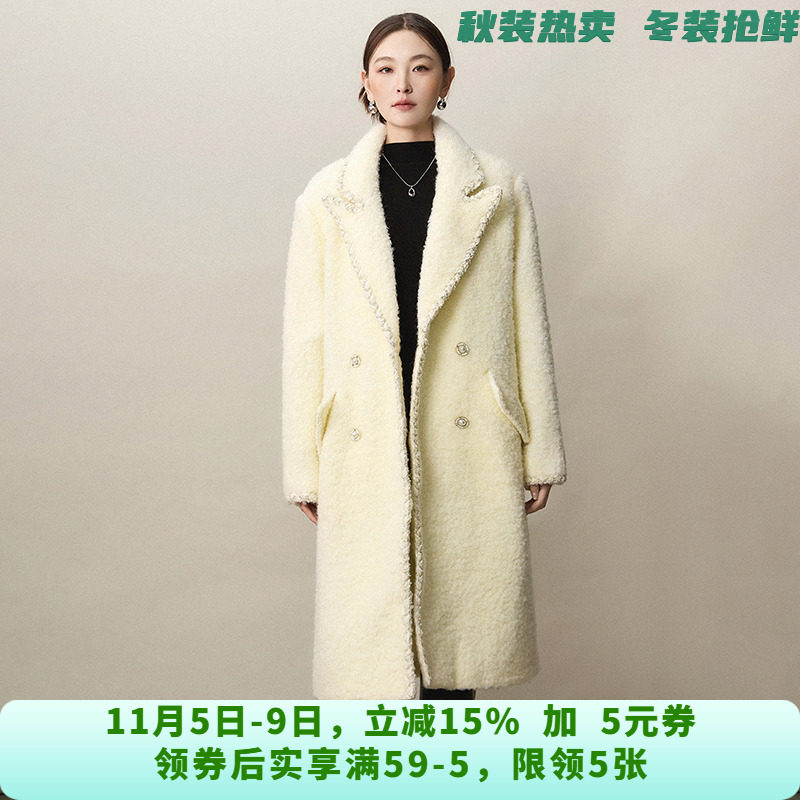 RU1C0004温柔气质毛呢外套含绵羊毛大衣女10.31冬