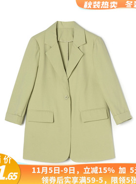 HG0K0017知性优雅一粒扣上衣九分袖外套女1.3春