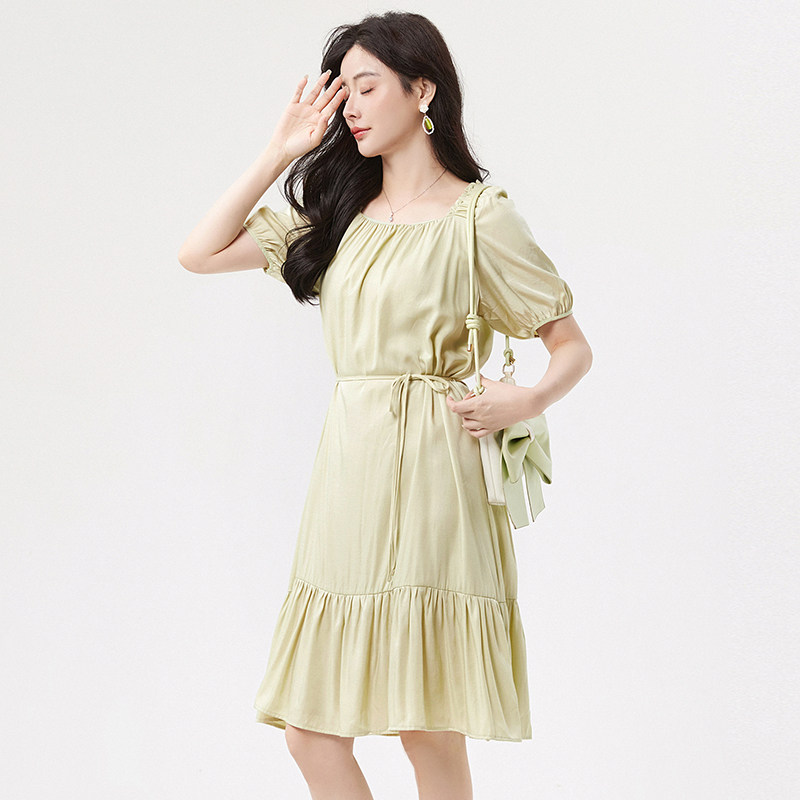 ZV0A0016含天丝宽松中裙五分袖裙子连衣裙女5.26夏