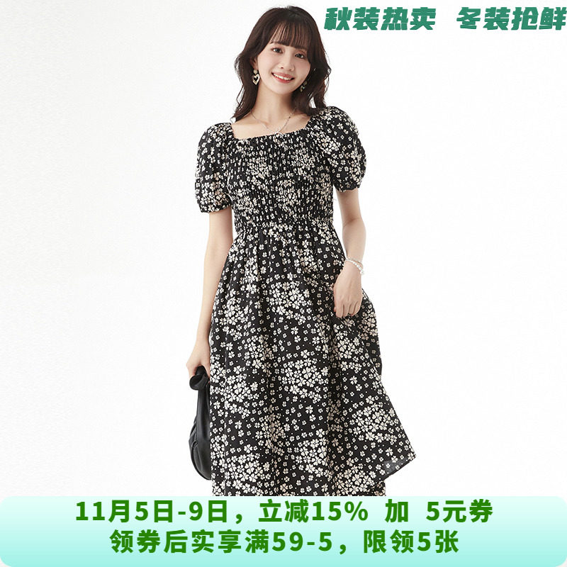YV0A0009棉质印花中长裙短袖裙子连衣裙女6.25夏