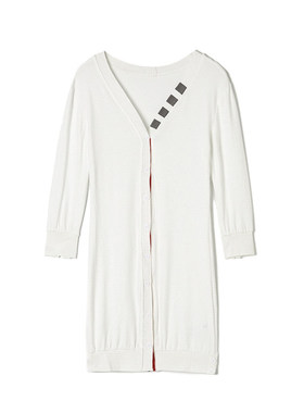 HG0K0017拼色V领中长裙上衣单排扣针织外套女1.6春