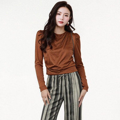 MI0D0021潮流气质垂坠感长袖上衣衬衫女4.6春