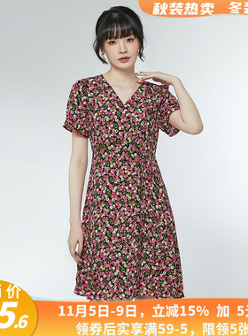 HH清仓精品女装 品牌折扣商场撤柜 衬肤显白碎花修身连衣裙专柜夏