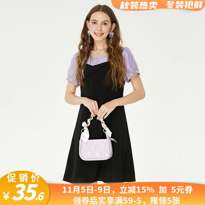 单件其他材质拼色中裙