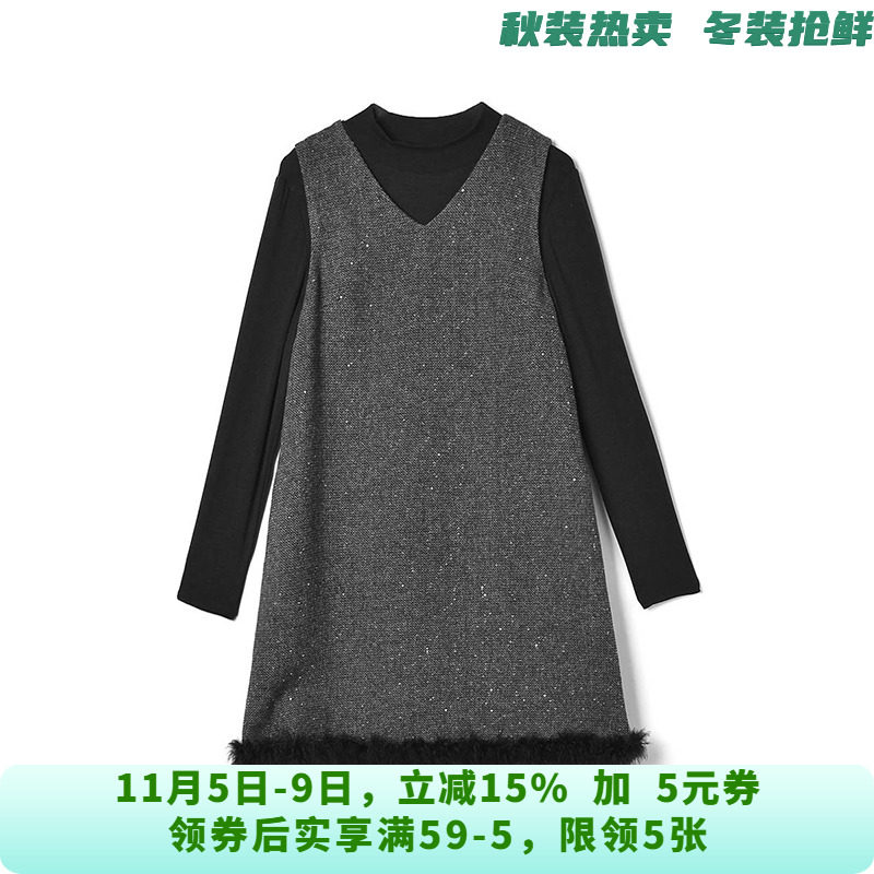 FV0U0001套头长袖内搭+无袖短裙两件套装女10.12冬