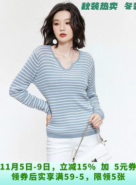 HC0E0005拼色条纹长袖上衣高弹打底针织衫女7.23秋