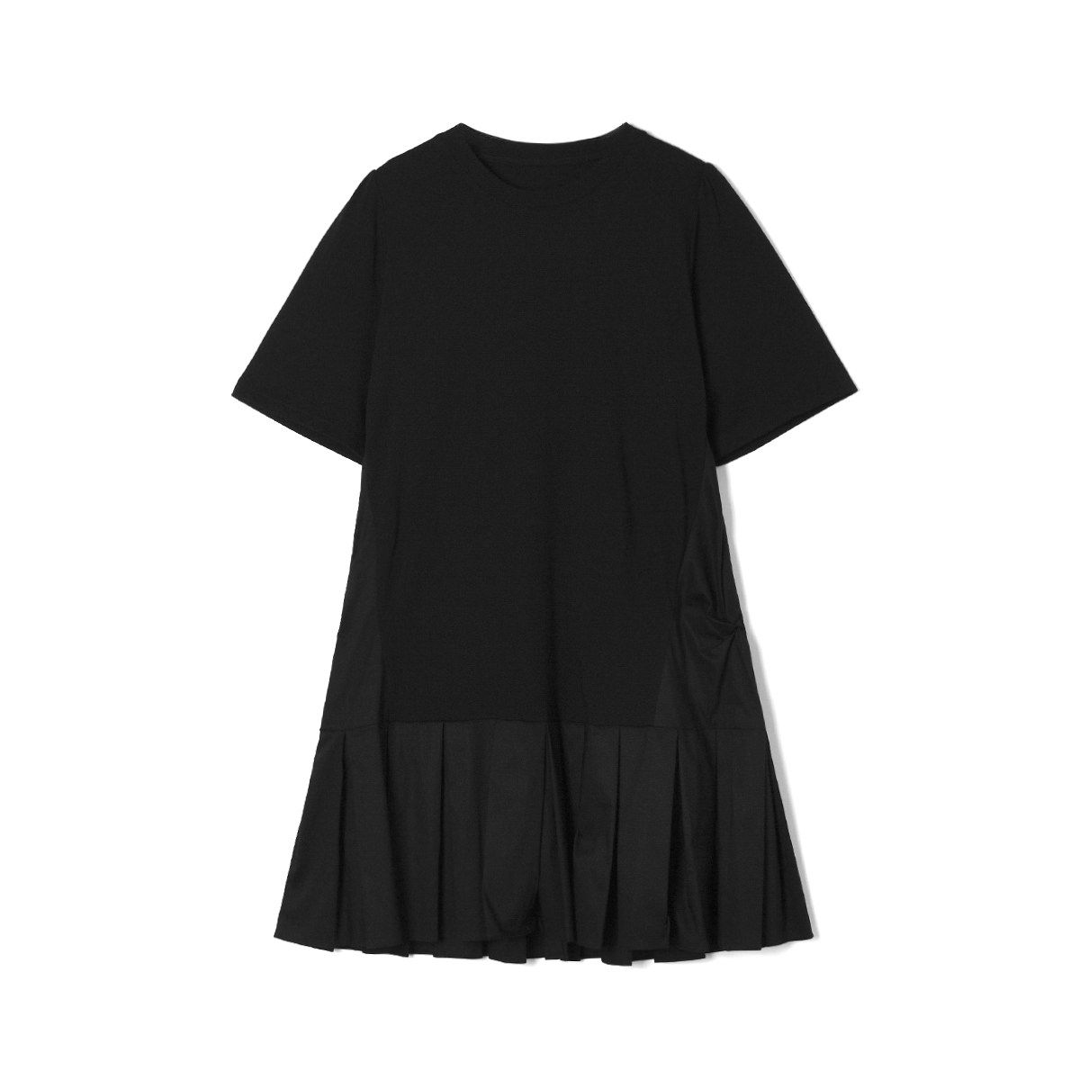 MN0A0025日常基础款短袖拼接百褶中裙连衣裙女4.28夏