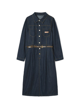 NF0A0021复古牛仔中长裙高腰裙子连衣裙女2.25春