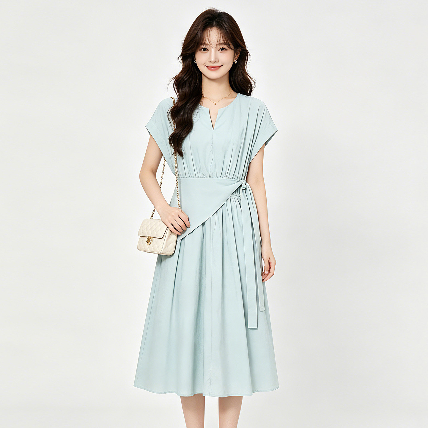 HJ0A0048时尚松紧腰套头纯棉裙子连衣裙女7.7夏