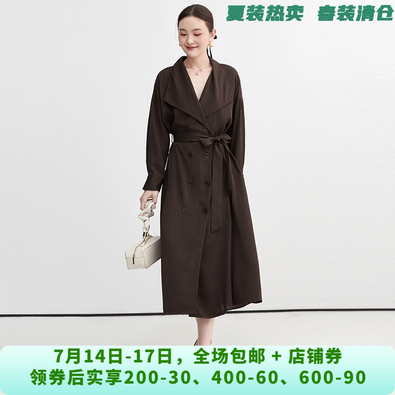 深圳南油NY0A0069系腰带双排扣中长裙连衣裙女7.14秋