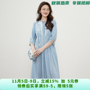 BZ0A0005清新印花中裙七分袖裙子连衣裙女4.10夏