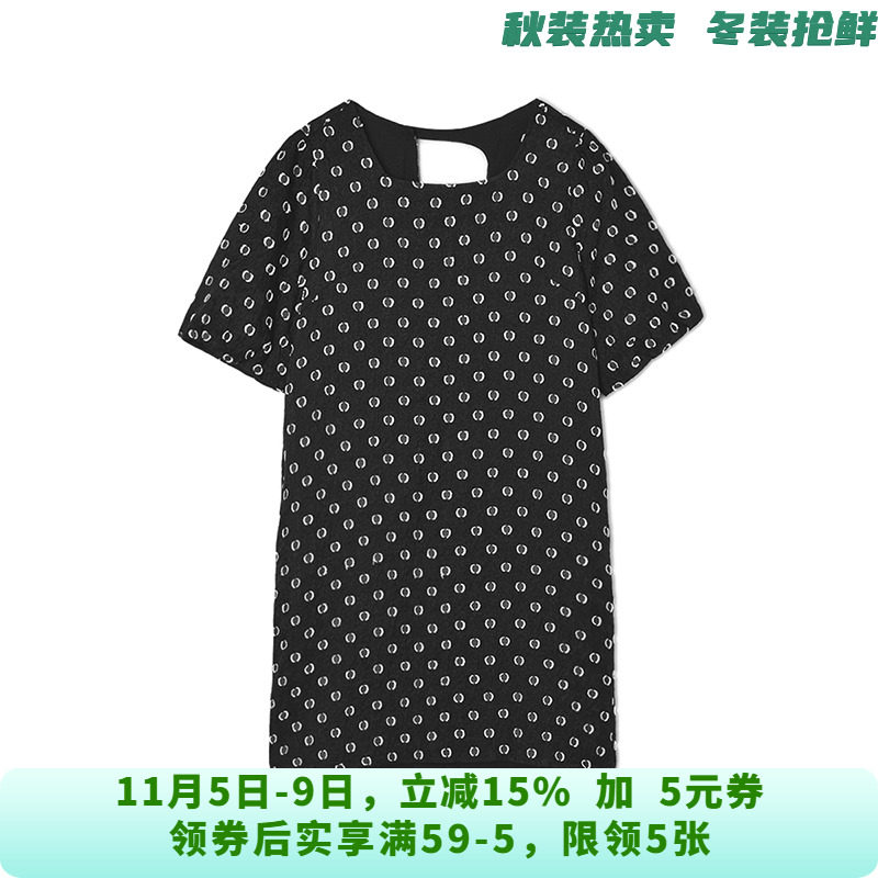YC0A0040一粒扣短裙五分袖印花裙子连衣裙女5.7夏