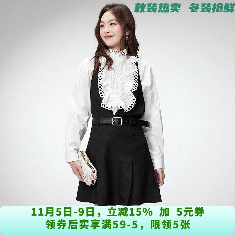 RU0A0008辣妹风短裙挂脖设计裙子连衣裙女9.15秋