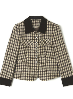 LH0K0008拼色设计翻领上衣优雅气质外套女1.16春