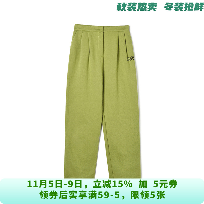 GO0P0003高腰加绒长裤简约风裤子休闲裤女10.17冬