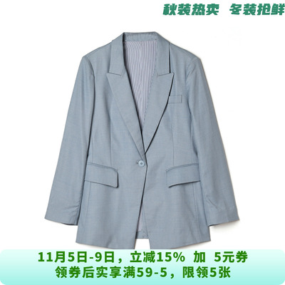LR0K0010韩系优雅西装上衣一粒扣长袖外套女9.11秋