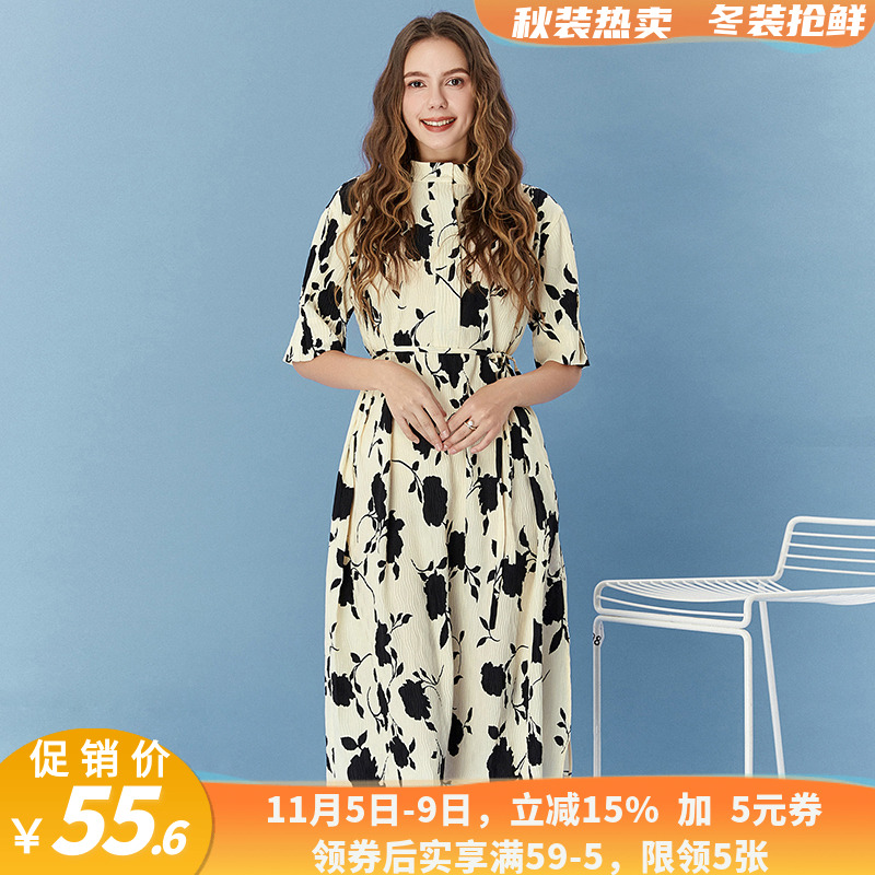 折扣店抢鲜连衣显瘦雪纺裙夏OD