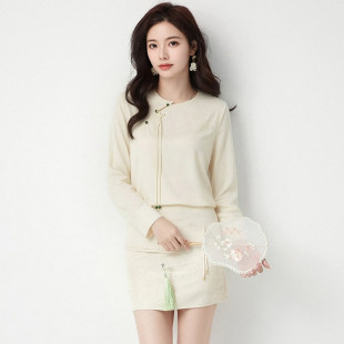 9魅AL0D0033斜襟盘扣国风上衣可开扣纯色衬衫 女3.16春