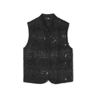 深圳南油CV0N0003亮片提花上衣单排扣马夹女12.19春