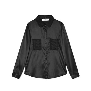 AL0D0030拼接设计新中式 女3.16春 上衣单排扣衬衫