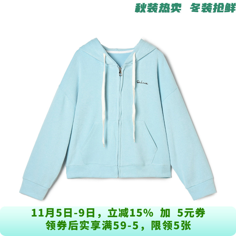 WY0L0019俏皮青春外套上衣连帽长袖卫衣女9.20秋