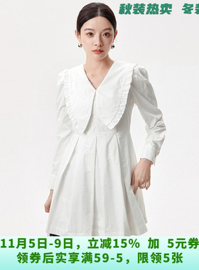 「彩系列」高端SC0A0012简约风海军领短裙连衣裙女8.13秋