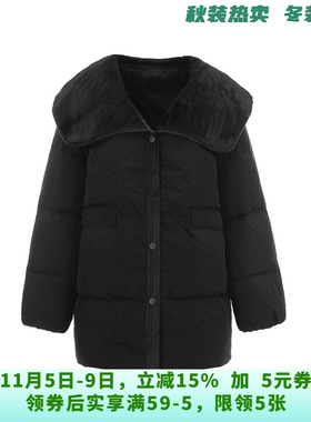 YR1B0157时尚感翻领外套白鸭绒中长款羽绒服女11.8冬