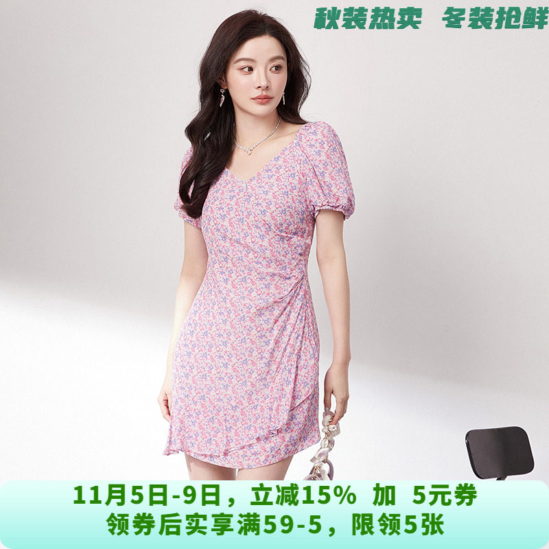 甜美风碎花短裙连衣裙