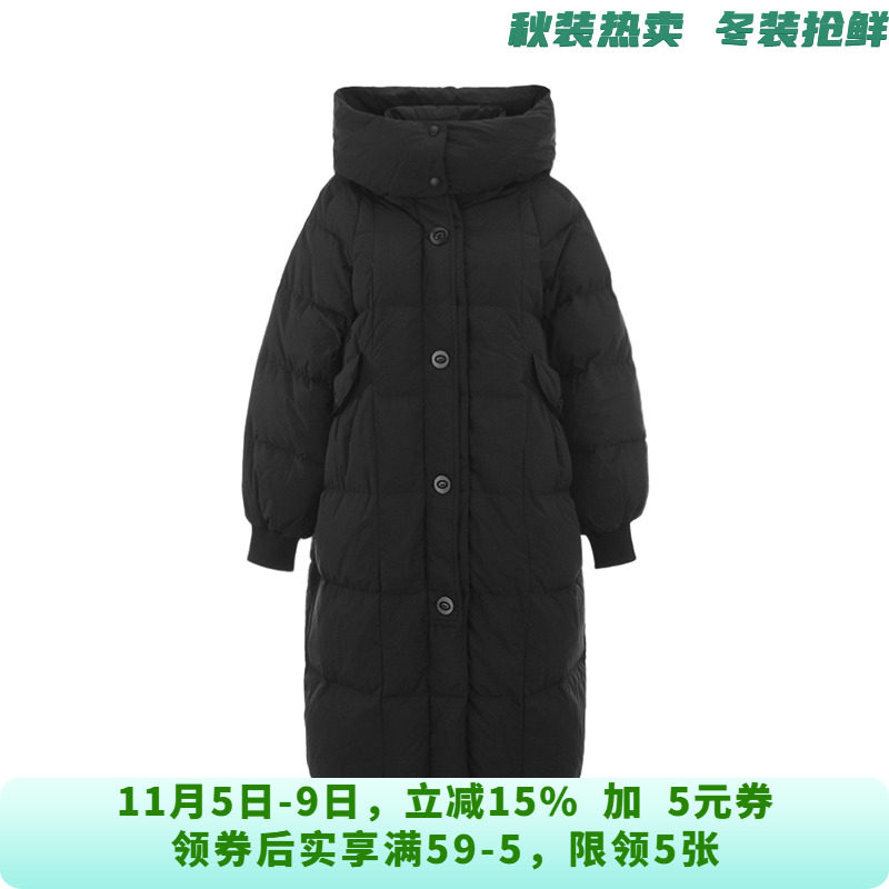 UY1B0018过膝加长款韩版宽松白鸭绒羽绒服女10.23冬