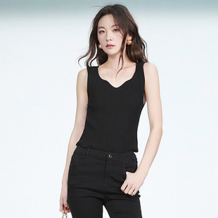 「秋」高端QR0E0019辣妹风背心上衣高弹针织衫 女2.24春