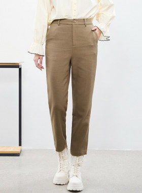 BJ0P0002简约通勤长裤遮胯宽裤子休闲裤女1.13春