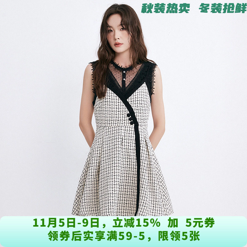 RU0A0054洋气减龄短裙高腰无袖裙子连衣裙女10.2秋