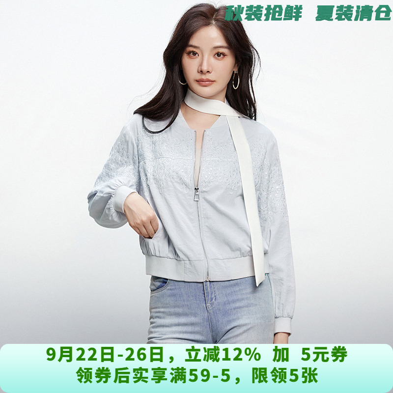 FV0K0002亮片设计图案上衣纯色长袖外套女10.1秋