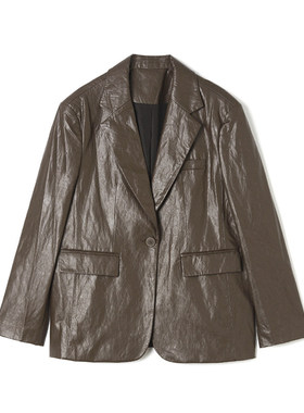 LH0M0004一粒扣中长款上衣舒适皮衣外套女1.8春