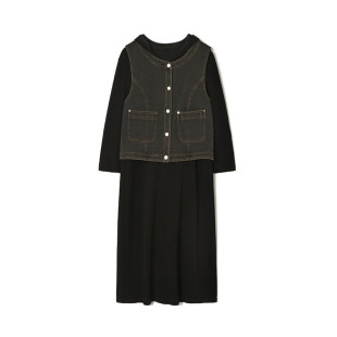 3.16春 专柜折扣女装 HH0U0058马甲 连帽中裙两件套装