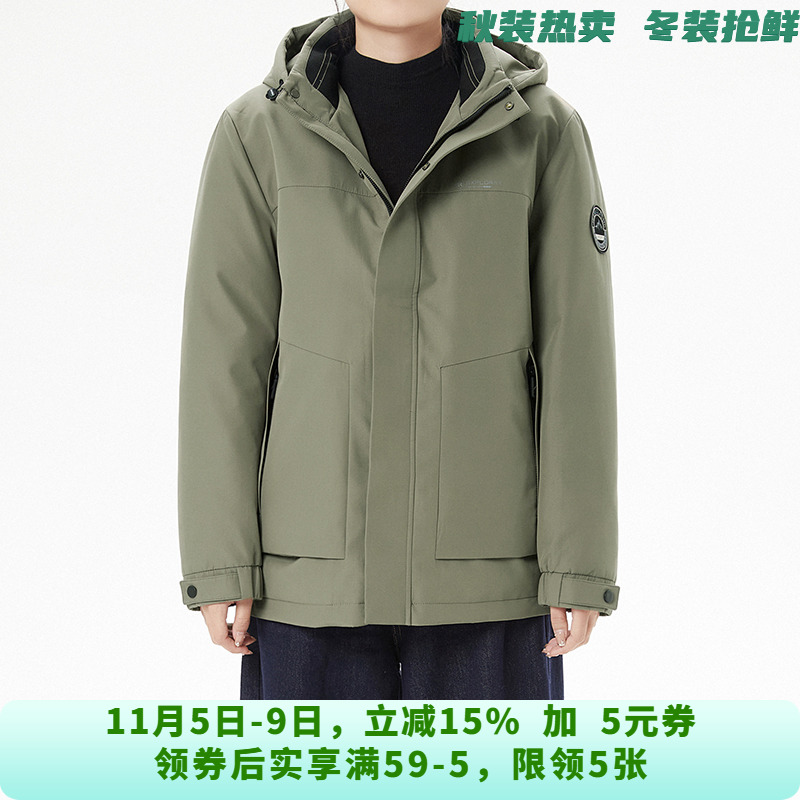 男装JKN8L0009时尚户外连帽外套长袖羽绒服10.31冬