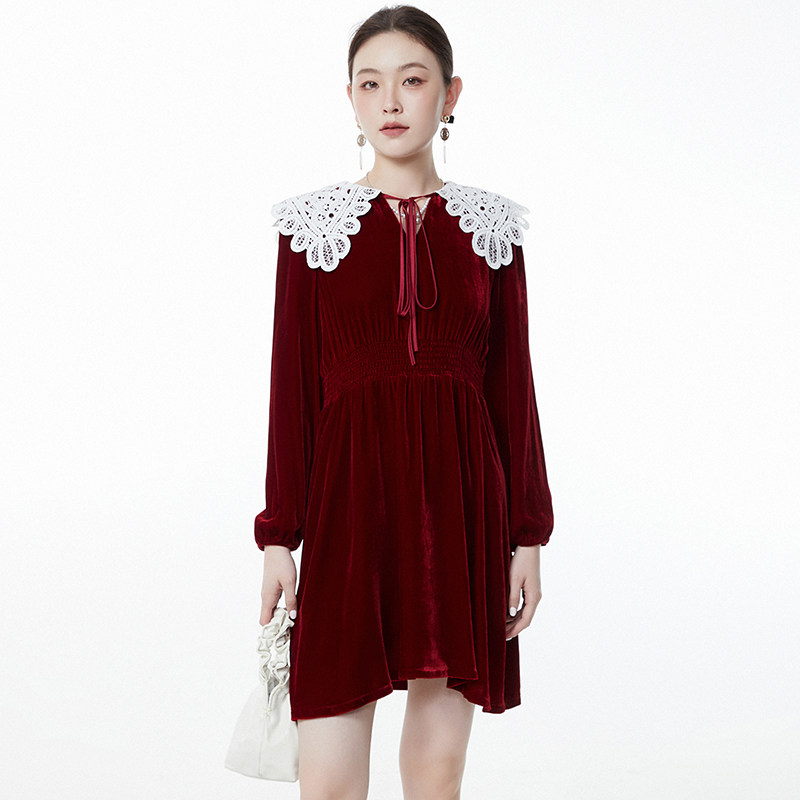 深圳南油NY0A0016精致提花含丝短裙连衣裙女7.14秋