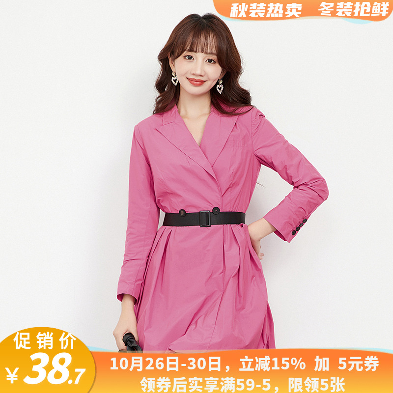 WD0A0019知性优雅短裙收腰长袖裙子连衣裙女10.15春