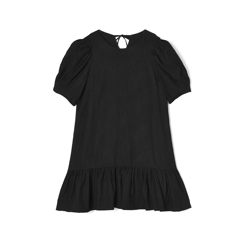 高端OU0A0108荷叶花边裙摆裙子五分袖连衣裙女5.7夏