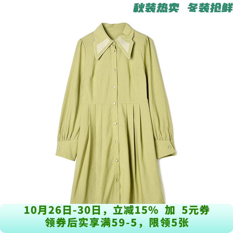 BP0A0013简约知性美短裙单排扣裙子连衣裙女10.6秋